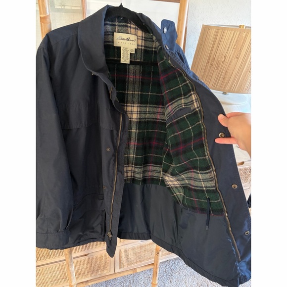 VTG Eddie Bauer Mountain Parka Jacket Men's Medium Blue Wool Lined 90s Coat - Picture 6 of 7